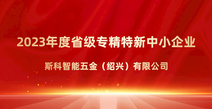 喜報！斯科榮獲浙江省“專精特新”企業(yè)稱號